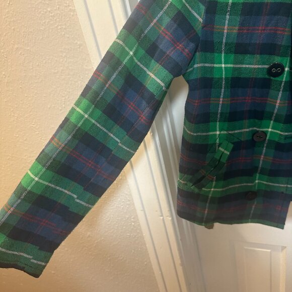 Rataella Green, Blue & White Plaid Blazer Jacket-Small - Picture 4 of 5